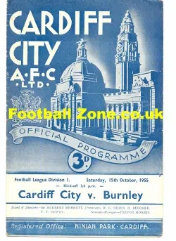 Cardiff City v Burnley 1955