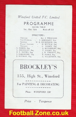 Winsford Town v Hyde 1948 – 1940 Football Programme