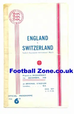 England v Switzerland 1948 – at Arsenal