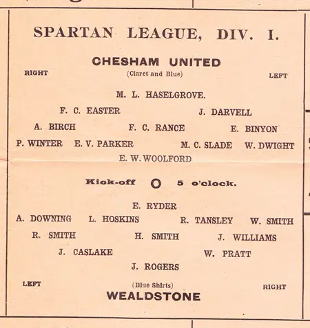 Chesham United v Wealdstone 1927 - Old 1920s Programme
