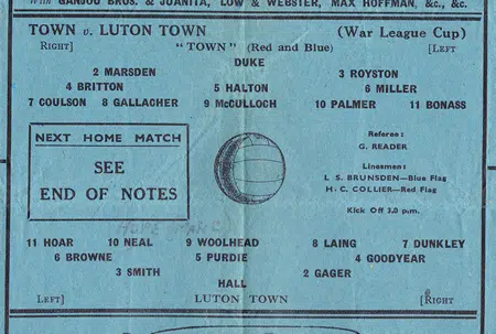 Aldershot v Luton Town 1943 - War League Cup 1940s