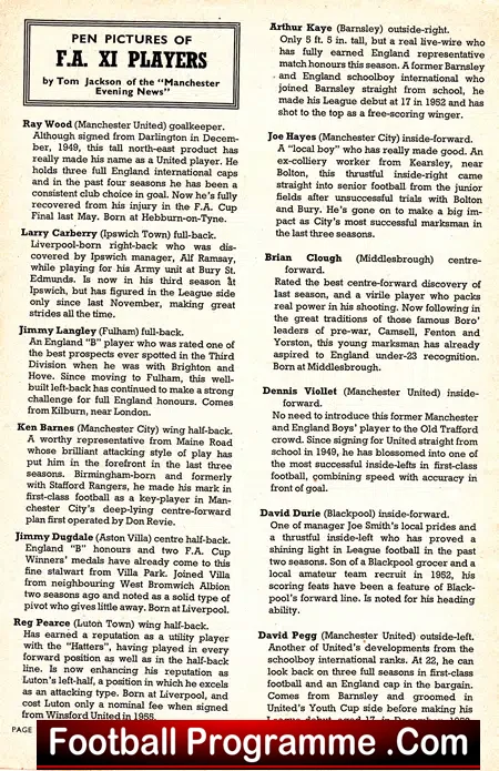 Army v FA XI 1957 – Old Trafford Munich Season Bobby Charlton