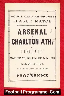 Arsenal v Charlton Athletic 1946 – Pirate Issue Programme