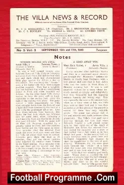 Aston Villa v Burnley 1945 – Reserves + Stoke City