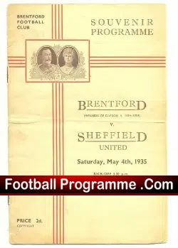 Brentford v Sheffield United 1935 – 1930s Programme