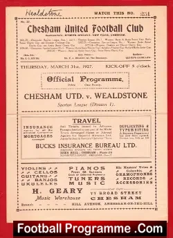 Chesham United v Wealdstone 1927 – Old 1920s Programme