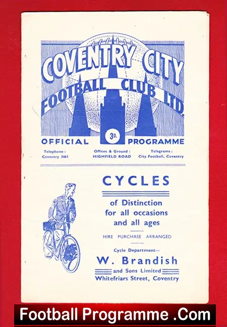 Coventry City v Cardiff City 1949