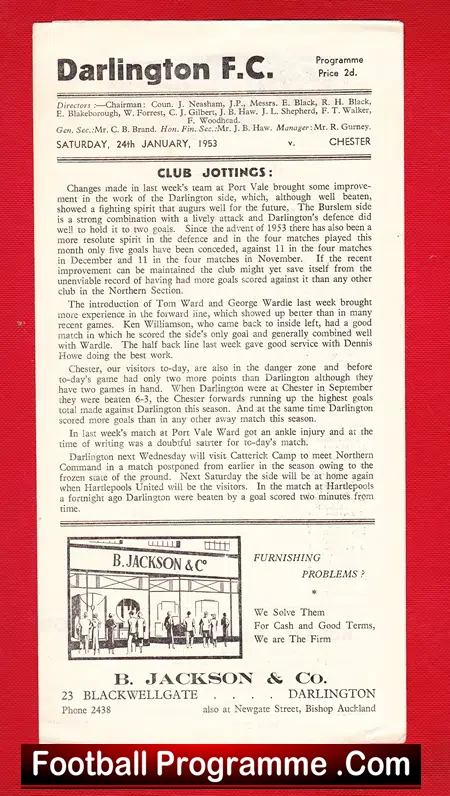 Darlington v Chester 1953