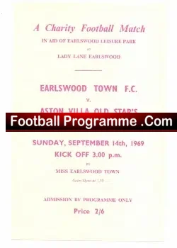 Earlswood Town v Aston Villa 1969 – Charity Game