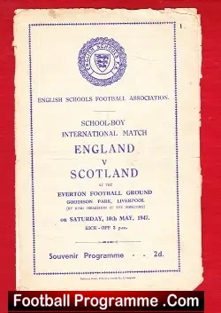 England v Scotland 1947 – School Boys at Goodison Park Everton