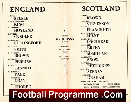 England v Scotland 1972 – Schoolboys at Turf Moor Burnley