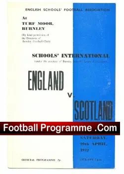 England v Scotland 1972 – Schoolboys at Turf Moor Burnley