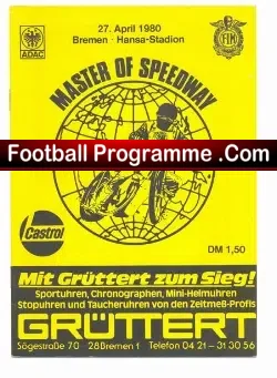 Germany Speedway Programme 1980 – Bremen