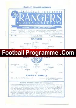 Glasgow Rangers v Partick Thistle 1962