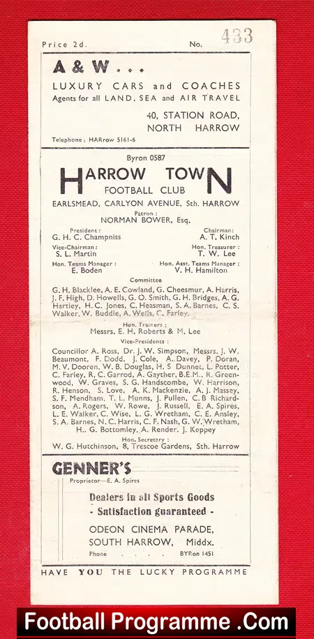 Harrow Town v London Metropolitan Police 1948 – Met Police