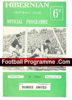 Hibernian Hibs v Dundee United 1965
