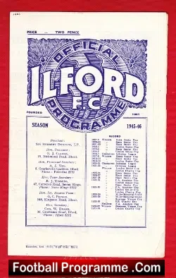 Ilford v Corinthian Casuals 1945 – 1940s Programme