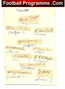 Leeds Huddersfield Town v Irish X1 1936 - Autographed Sheet - football programme