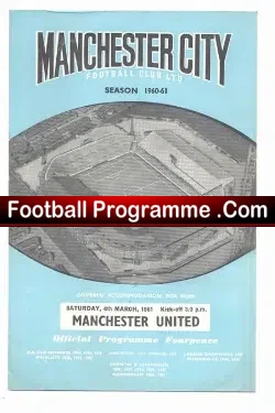 Manchester City v Manchester United 1961 - Rescheduled - football programme