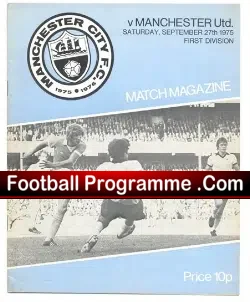 Manchester City v Manchester United 1975 - football programme
