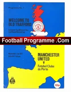 Manchester United v Porto 1977 - ECWC - football programme