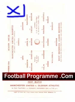 Manchester United v WBA 1957 - Reserves Match