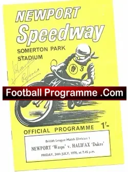 Newport Speedway v Halifax 1970 Autograph by Referee J Pearce
