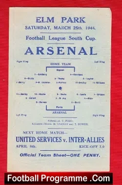 Reading v Arsenal 1944 – South Cup Match 1943 44