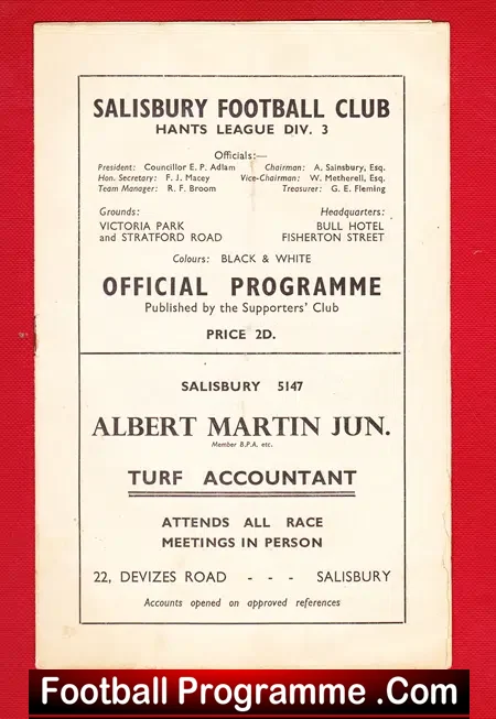 Salisbury Town v AGWI United 1948