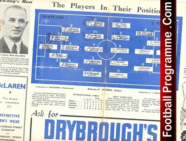 Scotland v England 1952 - Multi Autographed Signed 1950s
