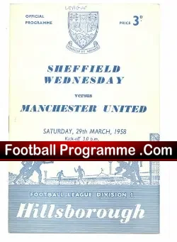 Sheffield Wednesday v Manchester United 1958 - Munich Season - football programme