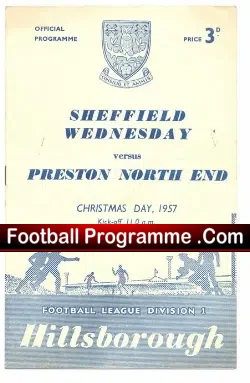 Sheffield Wednesday v Preston 1957 - football programme