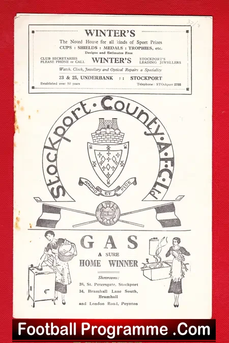 Stockport County v Runcorn 1938 – Rare 1930’s Programme