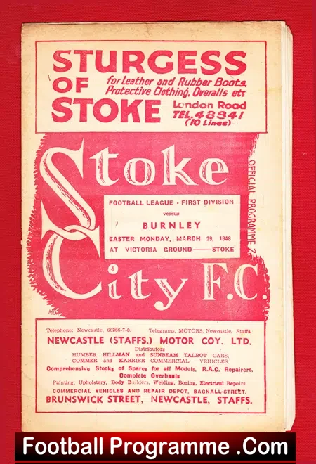 Stoke City v Burnley 1948 – to clear