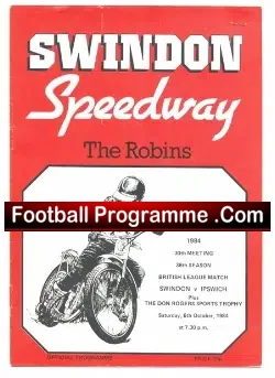 Swindon Speedway v Ipswich 1984 + Ticket