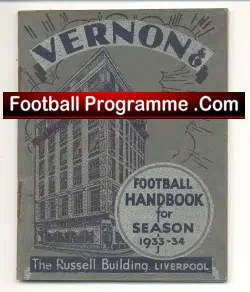 Vernons Football Handbook 1933 - 1934 - football memorabilia