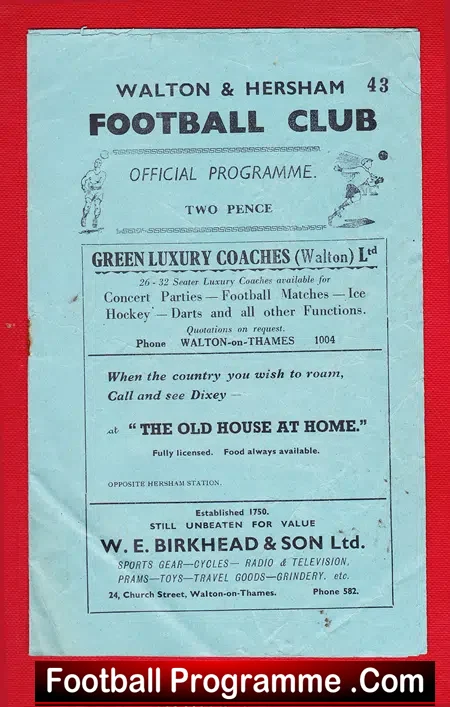 Walton Hersham v Slough Town 1948 – Corinthian League