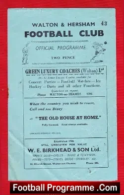 Walton Hersham v Slough Town 1948 – Corinthian League