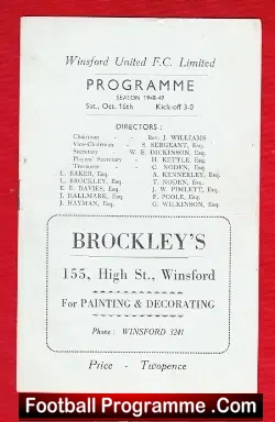 Winsford Town v Hyde 1948 – 1940 Football Programme