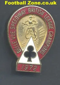 British Riders Championship Speedway Badge 1972 at Belle Vue
