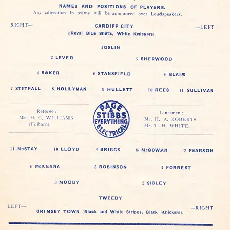 Cardiff City v Grimsby Town 1948 - 1940s