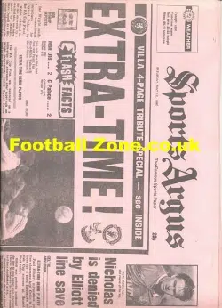 Sports Argus Newspaper 1990 Souvenir Man Utd v Palace