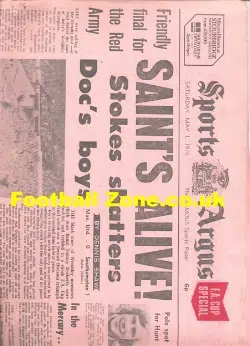 Sports Argus Newspaper 1976 Souvenir Man Utd v Southampton