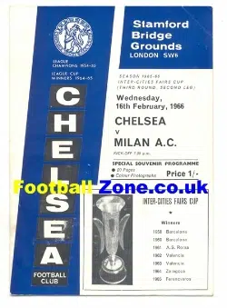 Chelsea v Inter Milan 1966 - Fairs Cup Match