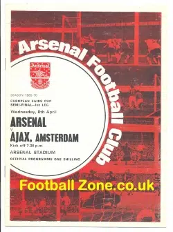 Arsenal v Ajax 1970 – Fairs Cup Semi Final