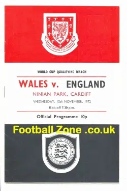 Wales v England 1972 – World Cup Qualifying