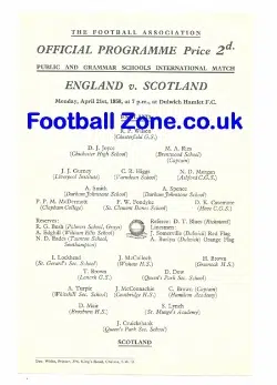 England v Scotland 1958 – Schoolboys at Dulwich