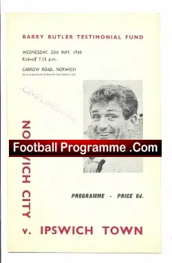 Barry Butler Testimonial Benefit Match Norwich City 1966