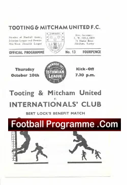 Bert Lock Testimonial Benefit Match Tooting Mitcham 1966
