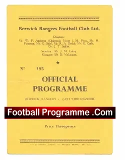 Berwick Rangers v East Stirlingshire 1959 – 1950s